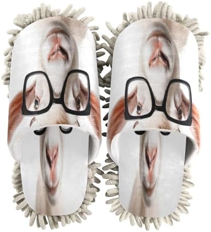 Bulletgxll Cute Goat Mop Slippers Washable Floor Mop for Men Women
