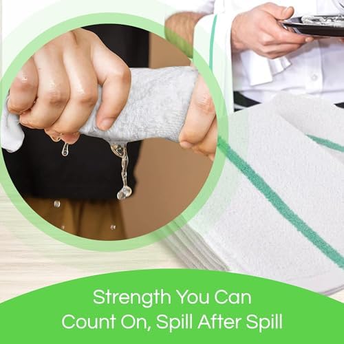 Towels N More 24-Pack Green Stripe Bar Mop Towels