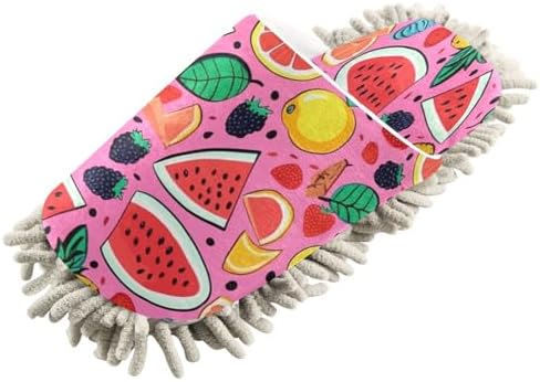 Bulletgxll Pink Fruit Microfiber Cleaning Slippers - M