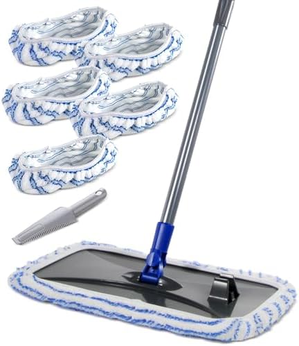 Masthome Extra Large Dust Mop with 5 Pads and Scraper - Blue
