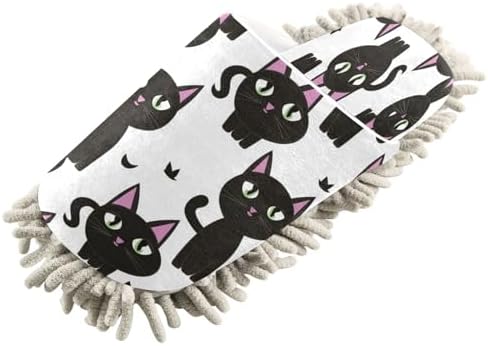 Zhirexin Black Cat Mopping Slippers Comfortable Microfiber