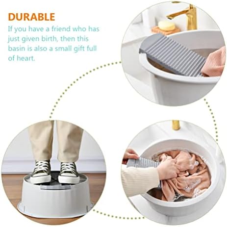 Ipetboom 1Pc Wash Basin with Washboard Grey 1