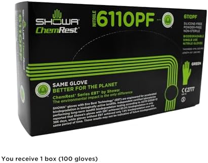 SHOWA 6110PF Biodegradable Nitrile Safety Gloves