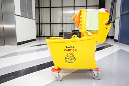 Alpine Industries Heavy Duty Mop Bucket Wringer Combo - Yellow