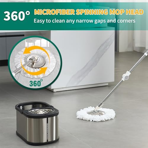Wajeehaa Spin Mop and Bucket Set with Wringer