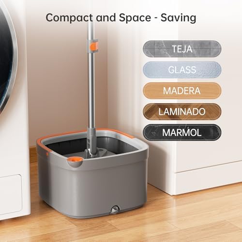 KZKR Spin Mop and Bucket Set with 4 Microfiber Pads