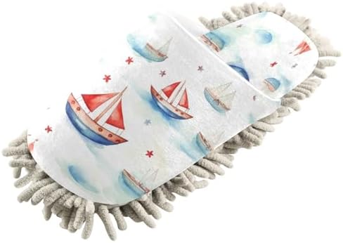 Bulletgxll Paper Boat Mop Slippers for Men Women Washable Cleaning Tools