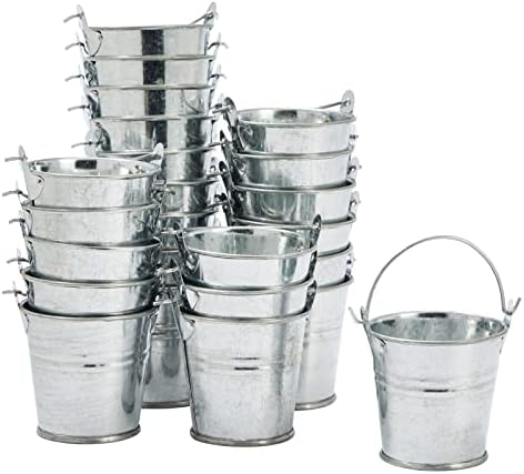 24 Pack Mini Metal Buckets with Handles for Parties