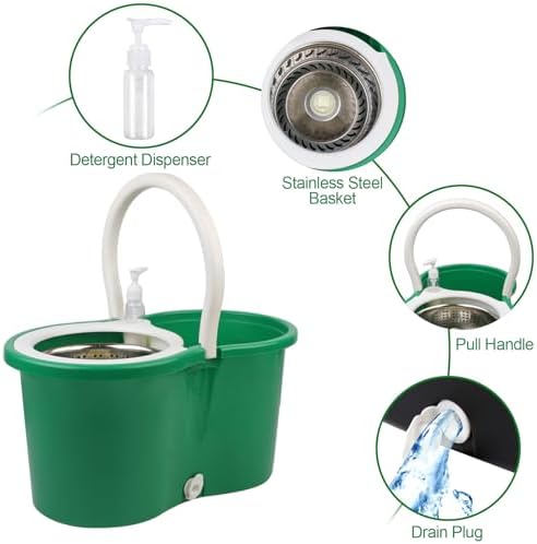 Roixeeds Spin Mop and Bucket with Wringer Set
