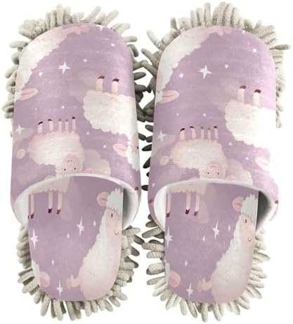Zhirexin Cute Sheep Mop Slippers for Men Women
