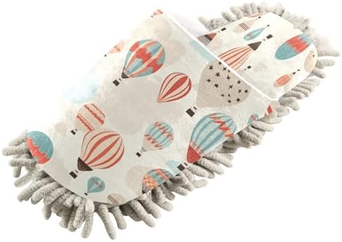 Bulletgxll Hot Air Balloons Mop Slippers - Washable Microfiber Cleaning Shoes for Men Women