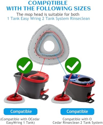 3PCS Spin Mop Heads 1 Mop Base Compatible with OCedar Systems