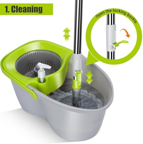 MASTERTOP Spin Mop and Bucket with Wringer Set 1