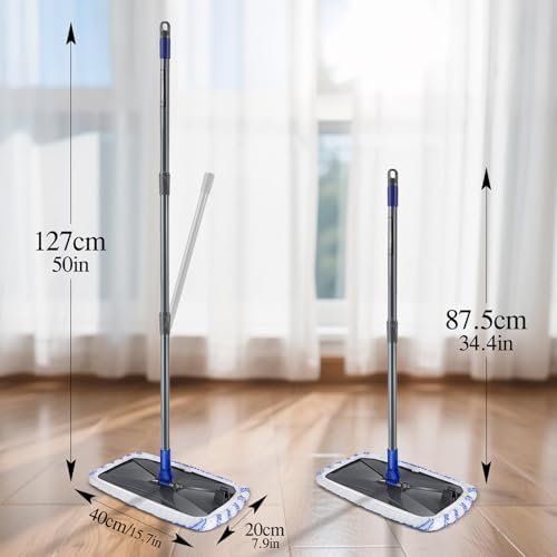 MASTERTOP Microfiber Dust Mop with 5 Reusable Pads and Telescopic Handle