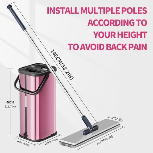 SWIFTIRON Flat Mop and Bucket with Wringer Purple