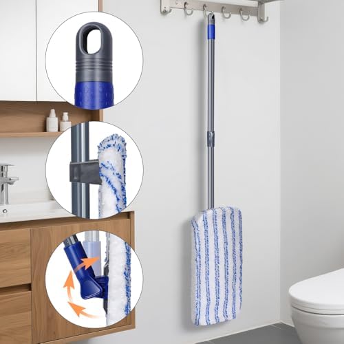 MASTERTOP Microfiber Dust Mop with 5 Reusable Pads and Telescopic Handle