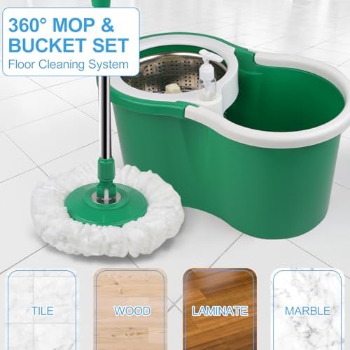 Roixeeds Spin Mop and Bucket with Wringer Set