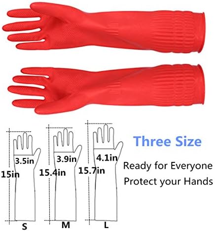 YSLON Rubber Cleaning Gloves 2-Packs with Cloth Waterproof Reusable Large