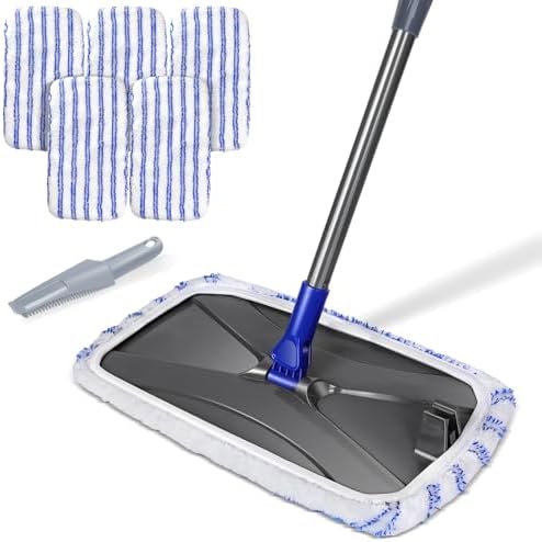 MASTERTOP Microfiber Dust Mop with 5 Reusable Pads and Telescopic Handle