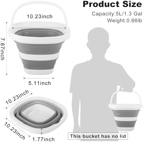 BIDFUL 5L Collapsible Bucket with Handle