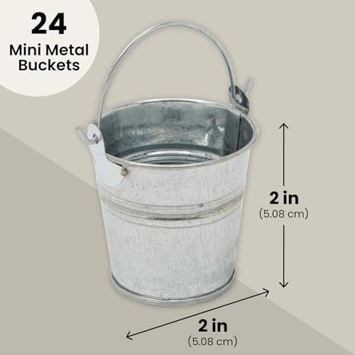 24 Pack Mini Metal Buckets with Handles for Parties