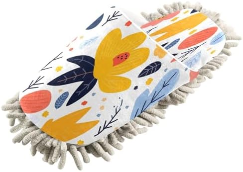 Floral Pattern Microfiber Mopping Slippers - Washable and Comfortable
