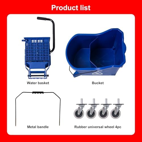 Matthew Cleaning Blue 44Quart Mop Bucket with Wringer and Wet Mop