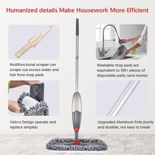 Domi-patrol Microfiber Spray Floor Mops for Hardwood Tile Cleaning
