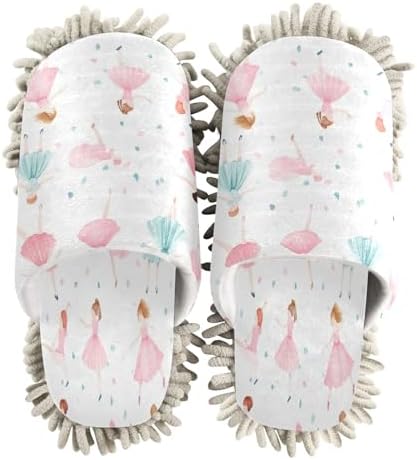 Bulletgxll Little Ballerinas Mop Slippers - Unisex Washable Microfiber