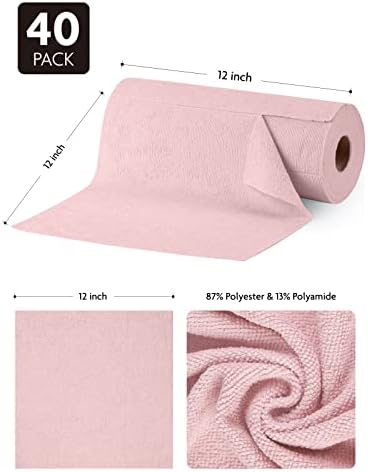 Fantasticlean Microfiber Cleaning Cloth Roll - 40 Pack Pink