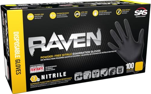 SAS Safety 66518 Raven 6 Mil Nitrile Gloves Large Case of 10