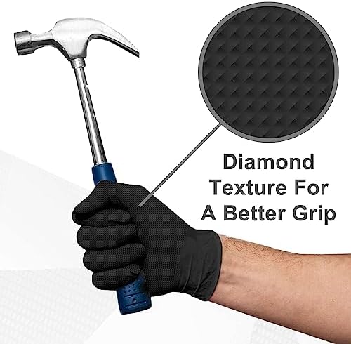 WECARE 8 Mil Nitrile Gloves - Diamond Grip Powder Latex Free