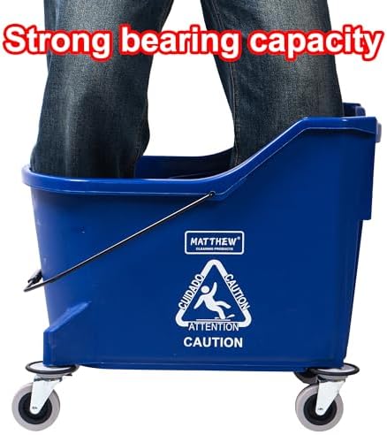 Matthew Cleaning Blue 44Quart Mop Bucket with Wringer and Wet Mop