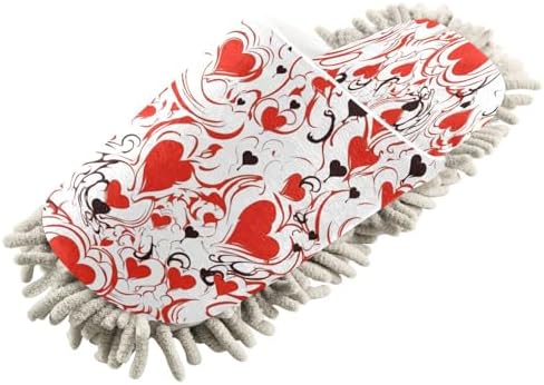 Bulletgxll Love and Red Hearts Cleaning Slippers