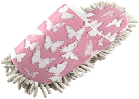 Bulletgxll White Butterflies Mopping Slippers - L