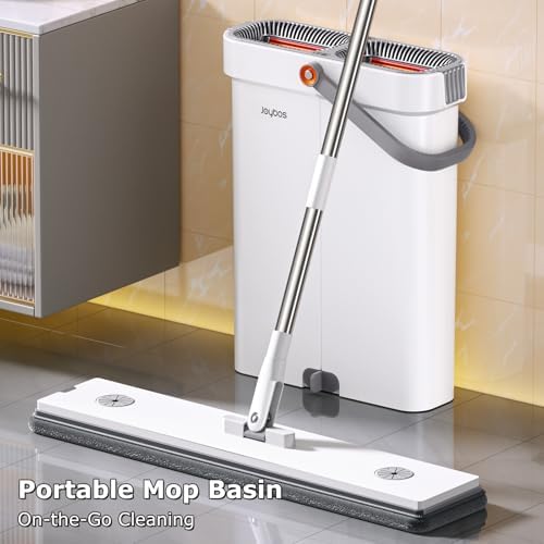 O-MART Mop and Bucket Set - Dual Bucket 4 Microfiber Pads 360 Rotating Head Wet and Dry Use All Floor Types