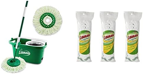Libman Tornado Spin Mop System with 1 Refill Head and 3 Cotton Mop Refills