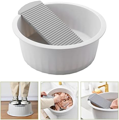 Ipetboom 1Pc Wash Basin with Washboard Grey 1