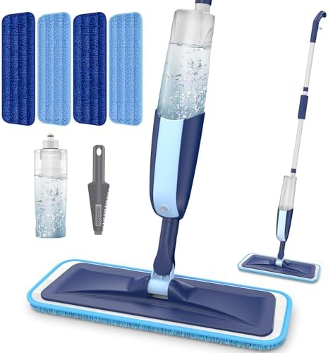 MANGOTIME Microfiber WetDry Mop with 4 Reusable Pads