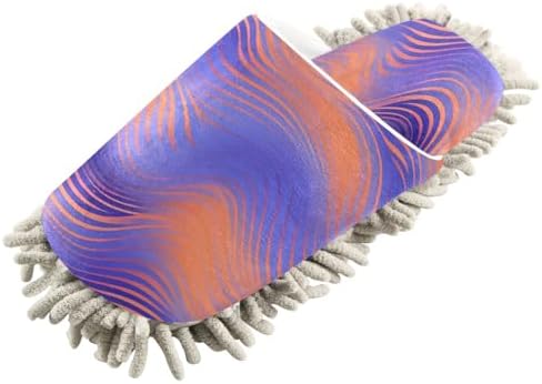 Bulletgxll Purple Orange Wavy Microfiber Cleaning Slippers