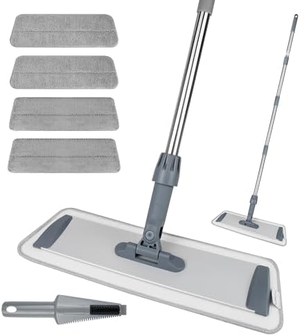 Silkyhose Microfiber Floor Mop - 4 Reusable Pads Wet Dry 18 Inches Stainless Steel Handle
