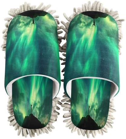 Zhirexin Green Aurora Borealis Cleaning Slippers 1