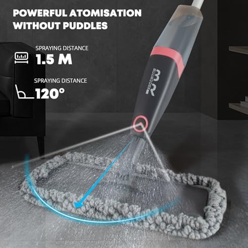 BUUROOHM Microfiber Spray Mop with 4 Pads and Scraper
