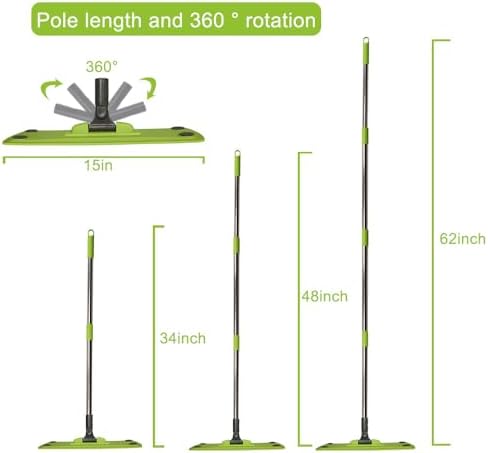 CHANHOO Microfiber Mop Kit with 5 Dust Papers 2 Washable Pads