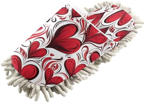 Bulletgxll Valentine Hearts Mopping Slippers for Men Women