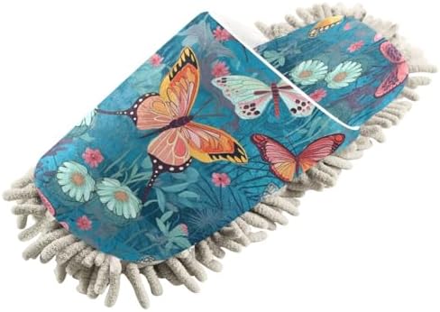 Bulletgxll Blue and Orange Butterflies Cleaning Slippers