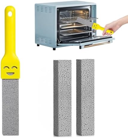 3 Pack Pumice Stones with Long Handle for Oven Stove Cleaning