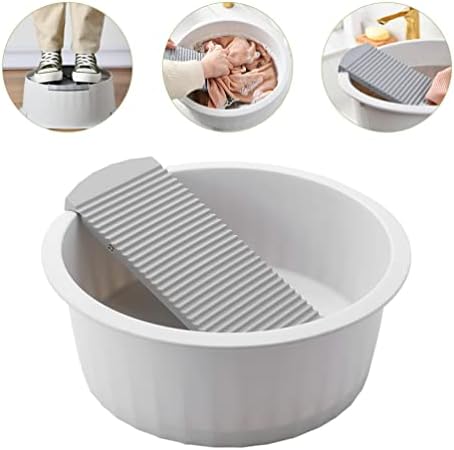 Ipetboom 1Pc Wash Basin with Washboard Grey 1
