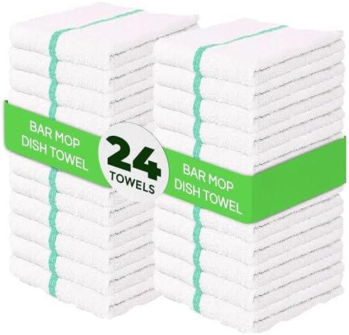 Towels N More 24-Pack Green Stripe Bar Mop Towels