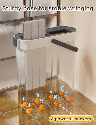 CTIME Flat Mop and Bucket Set with 6 Pads